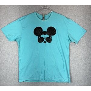 Next Level Shirt Mens XL Blue Graphic‎ Mouse Sunglasses Tee Fun Party Casual